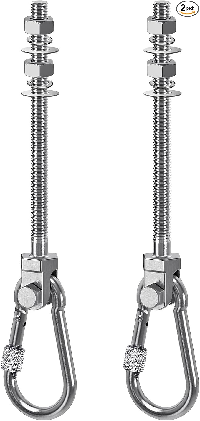 SELEWARE 2Pcs Heavy Duty Swing Hangers, 1500LB Capacity Stainless Steel Swing Set Hooks for Wood/Steel Beam, 7" x M2/5" Porch Swing Hardware for Playground Swing Hammock Chair Yoga Swing Punching Bag