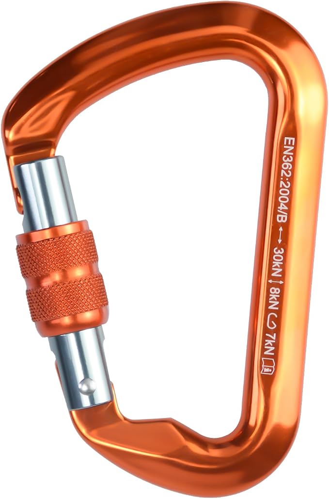SEPEAK UIAA 30kN Locking Climbing Carabiner, Professional Heavy Duty Screwgate Clip for Outdoor Climbing, Mountaineering, Rappelling, Camping, Hiking, Swing,Large D Carabiner Hook/6744lb