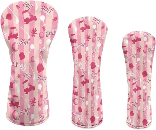 Rnyleeg Golf Club Head Covers for Women Driver Head Cover Leather Fairway Wood Headcover Hybrid Headcovers for Golf Clubs