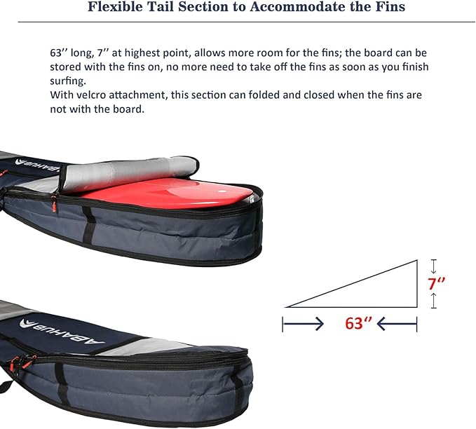 Abahub Premium Surfboard Travel Bag, Foam Padded Surf Board Cover, Shortboard Carrying Bags for Surfing, Outdoor, Airplane, Car, Truck,Size 6'0, 7'0, 7'6, 8'0, 8'6, 9'0, 9'6, 10'0