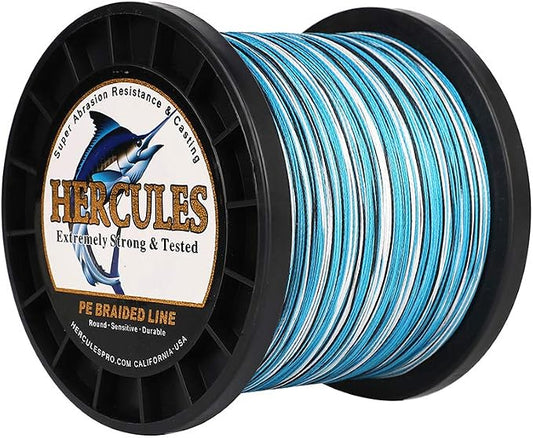 HERCULES Cost-Effective Super Cast 8 Strands Braided Fishing Line 10LB to 300LB Test for Salt-Water,109/328/547/1094 Yards(100M/300M/500M/1000M),Diam.#0.12MM-1.2MM,Hi-Grade Performance,Variety Colors