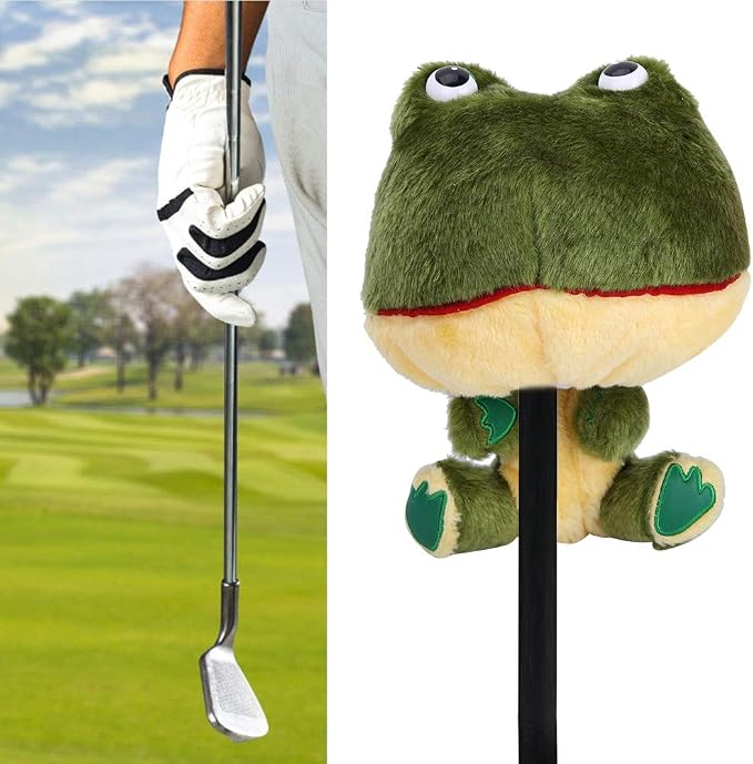 Plush Golf Club Covers Frog Shape Protective Driver Covers for Safeguarding Clubs During Travel and Movement