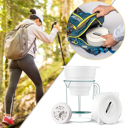 Personal Water Filter Pack with Replacements - Water Purifier Survival Gear- Portable Water Filtration System - Removable Water Filter Hiking Camping Emergency Preparedness - Straw