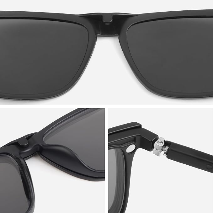 JIM HALO Magnetic 5Pcs Polarized Clip-on Sunglasses Plastic Frame for Night Driving