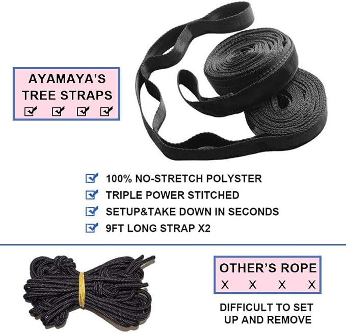 ayamaya Kids Camping Hammock, Small Outdoor Hammock Gifts for Children Girls Boys, Ultralight Kids Camping Gear with Tree Strap & Carabiners,Sling Swing Hammock for Indoor/Outdoor Use