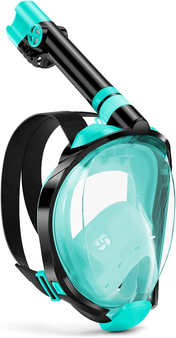 WSTOO Full Face Snorkel Mask, Dry Top Snorkeling Gear for Adults, 180° Panoramic Foldable Design with Camera Mount, Safe Mouth/Nose Breathing, Anti-Fog & Anti-Leak