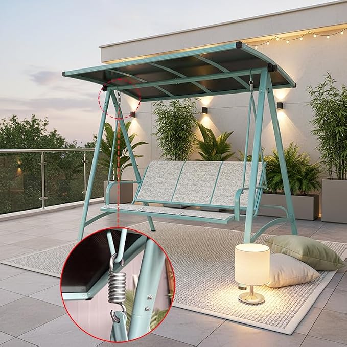 Outdoor Patio Swing Spring Hook 990lb Load Bearing Hammock Swing Accessories 5.04-inch Galvanized Hooks 2-Pack Straight Extended Springs with Noise-Reducing Pads
