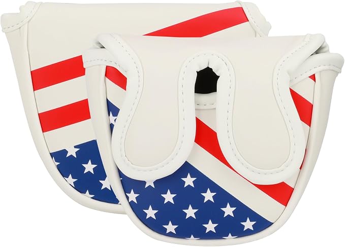 Golf Club Head Covers,4pcs or 1pc USA Golf Head Covers for Woods and Driver Fairway Hybrid - PU Leather Mallet Blade Putter for Men Women Golf Enthusiast
