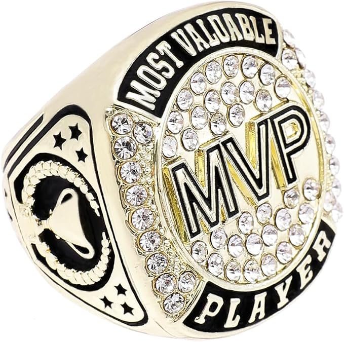 6 pcs MVP Ring Baseball Football Basketball Class High School College Ice Hockey Sport Championship Trophy Ring for Winner Tournament Team Award Gift