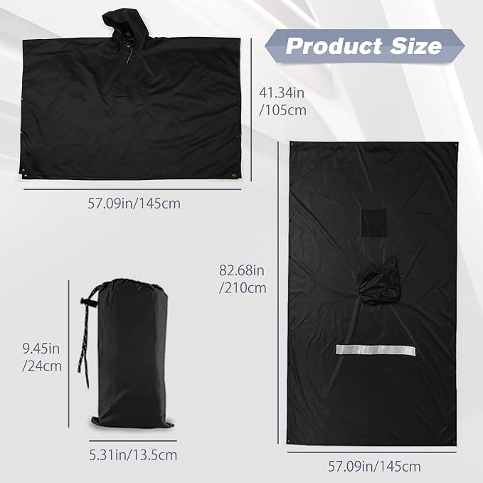 Roctee Rain Ponchos For Adults Women And Men, Waterproof Rain Coat Jacket With Hood, Pocket And Reflective Strip, Reusable Raincoat Unisex For Emergency Outdoor Camping Biking Hiking Climbing