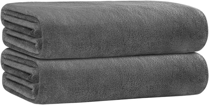 JML Quick Dry Microfiber Bath Towel Set of 2-30x60 Inches Large Absorbent Camping Towel for Gym, Yoga, Swimming, Beach - Fast Drying & Lightweight with Loop, 7X Water Absorption, No Fading & No Lint