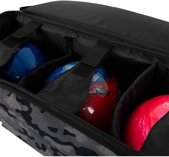 ELITE Basic Triple Roller Black Bowling Bag - 3 Ball Roller, Fits 2 Pairs of Size 15 Shoes, Air Travel-Friendly