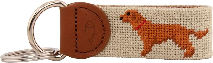 Leather Hand-Stitched Needlepoint Key Fob or Key Chain