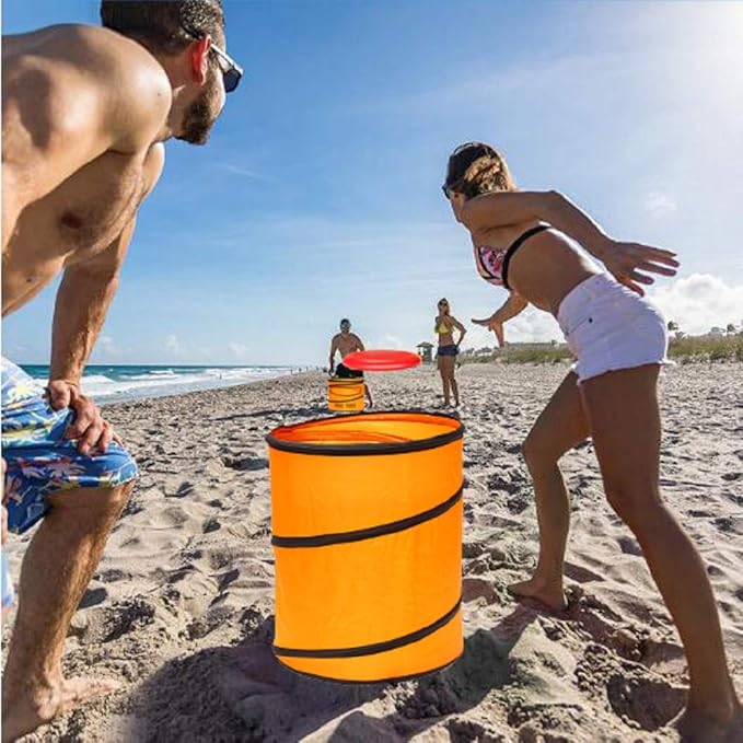 Win SPORTS Folding Disc Toss Game Set - Flying Disc Toss Dunk Game Set - Includes 2 Disc Targets with Bean Bag & 2 Flying Discs & Carrying Case - Great for Backyard,BBQs,Tailgating