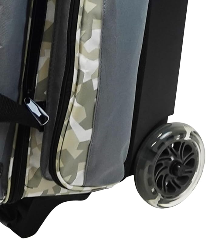 ELITE Deluxe 2 Ball Bowling Bag with 5" Smooth Wheels - Large Accessory Pocket, Shoe Compartment, 36" Extendable Handle