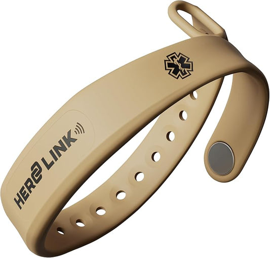 Hero Link® Medical ID Bracelet & Wellness Wristband – Adjustable Silicone, Waterproof, Heat-Resistant, Smart Band with NFC Tag for Instant Emergency Info Access