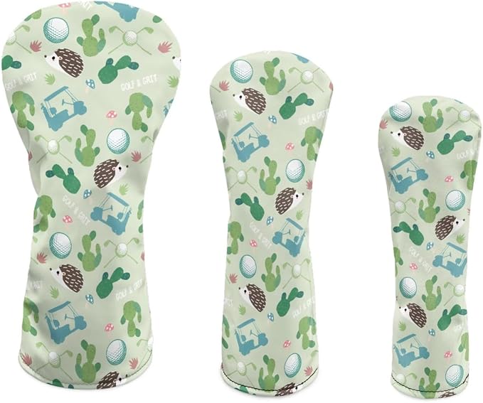 Rnyleeg Golf Club Head Covers for Women Driver Head Cover Leather Fairway Wood Headcover Hybrid Headcovers for Golf Clubs