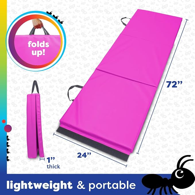 Antsy Pants Tumbling Mat for Kids – Gymnastics Mat, Easy to Clean, Sturdy, Foldable Tumbling Mats, Padded, Lightweight, Portable, Gymnastics Equipment for Active Play