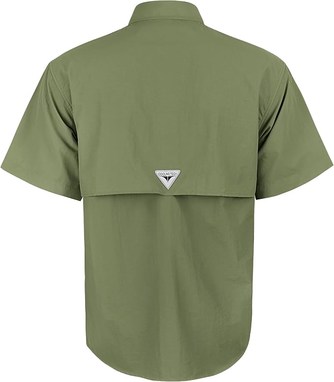 Alimens & Gentle Short Sleeve Fishing Shirt Wicking Fabric Sun Protection Casual Button Down Shirts