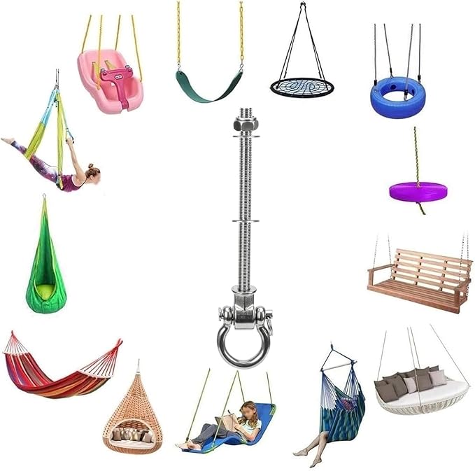 Stainless Steel 304 Swing Hangers with Bearings, Set of 2, Heavy Duty Screw Brackets for Hanging Chairs, Swings, Punching Bag, 1500LB Capacity