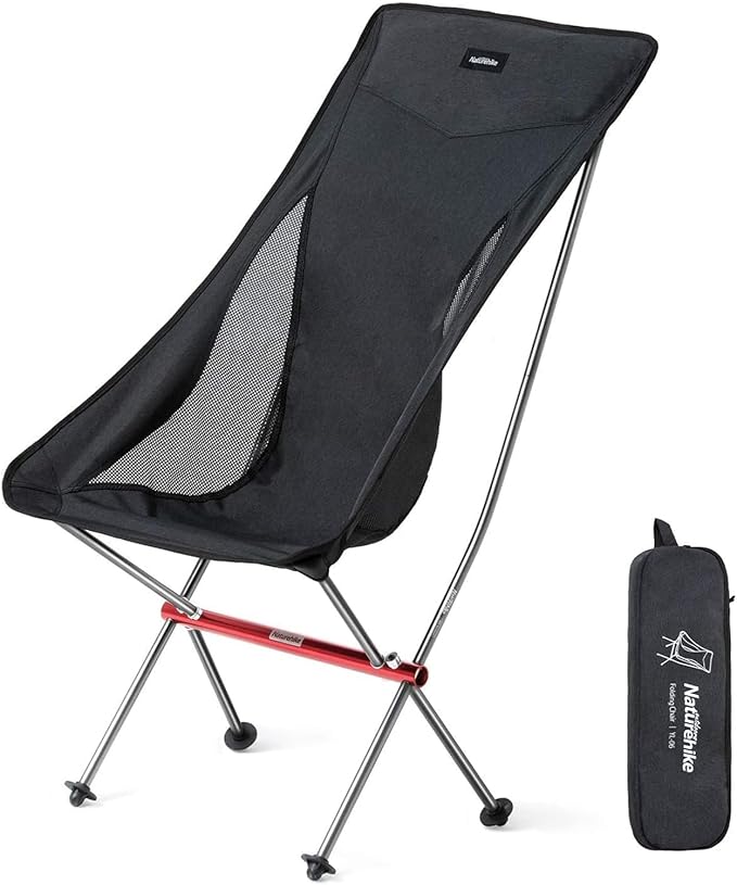 Naturehike Camping Chair, Foldable with Storage Bag, Outdoor Portable Chair for Adults, Lightweight, Supports 330lbs, Backpacking Chair for Fishing, Hiking, Beach, Lawn
