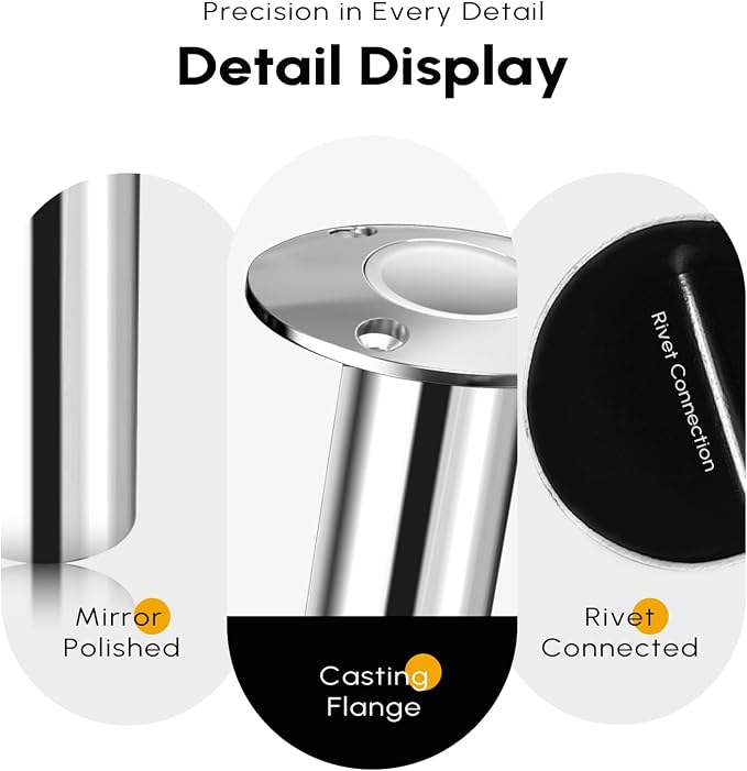 Fishing Rod Holder 2 Pack, 316 Stainless Steel 15/30/90 Degree Rod Holders for Fishing Boat, Flush Mount with Cap, Heavy Duty