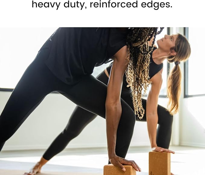 Cork Yoga Blocks 2 Pack – High Density Non Slip with Select Cork Grain for Chip-Resistant Durability | Extra Thick 4” for Support & Stability | Natural, Smooth, and Crumble Free | Body By Yoga