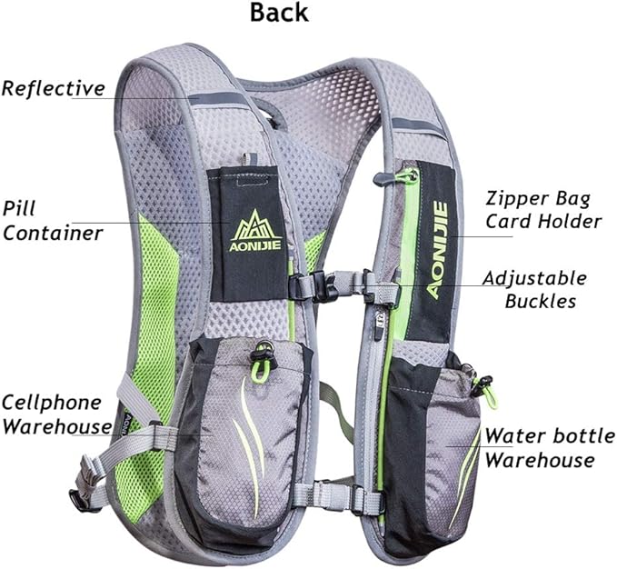 AONIJIE Hydration Vest Pack Backpack 5L 5.5L Marathoner Running Vest Race Hydration for Women and Men Trail Run Hiking Jogging