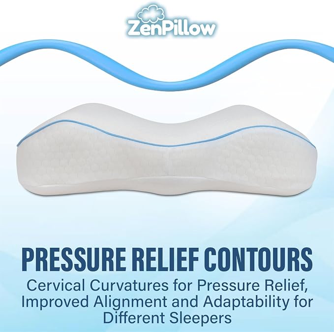 Unique Cervical Travel Pillow, Contour Shaped Memory Foam Neck Pillow - Ergonomic Pillow for Neck and Shoulder Pain - Versatile Camping Pillow