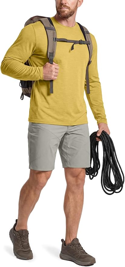 CQR Men's UPF 50+ Sun Protection Long Sleeve Quick Dry Athletic Shirts, Stretch Running Workout Hiking T-Shirts