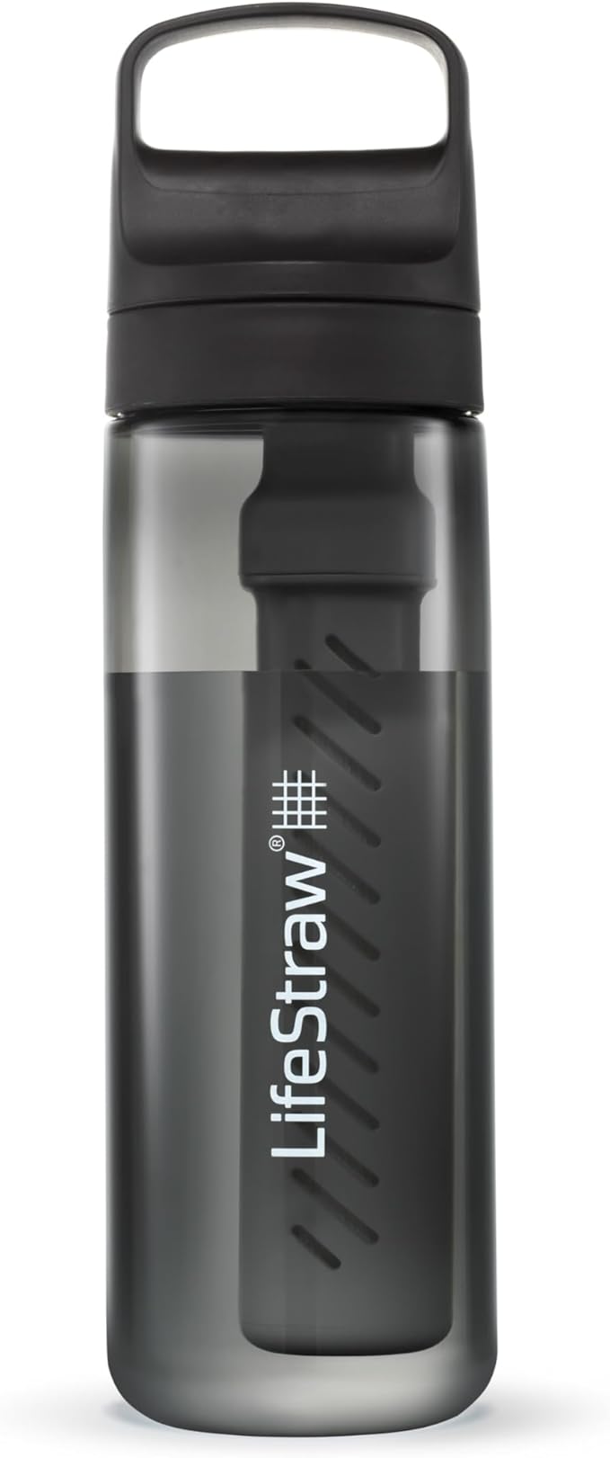 LifeStraw Go Series — BPA-Free Water Filter Bottle for Travel and Everyday Use Removes Bacteria, Parasites and Microplastics, Improves Taste, 22 oz, Nordic Noir