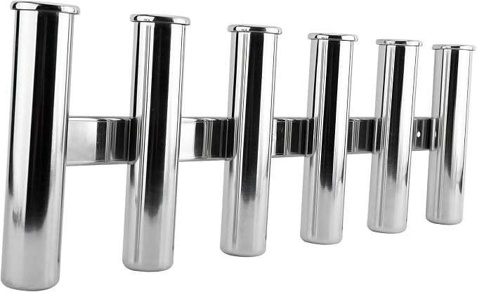 YaeMarine Fishing Rod Holder 316 Stainless Steel Fishing Rod Rack 3Tube/4Tube/5Tube/6Tube Mirror Finish for Marine Boat Yacht Camper