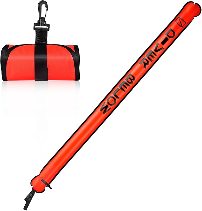 Surface Marker Buoy, Scuba Diving Surface Marker Signal Tube with Reflective Strip and Plastic Clip
