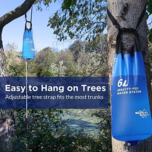 Membrane Solutions Upgrade 5 Stage Water Filter Straw 4 Pack and Gravity Water Filter Pro 6L, 0.1-Micron Versatile Water Purifier Survival Gear and Equipment for Group Camping Emergency