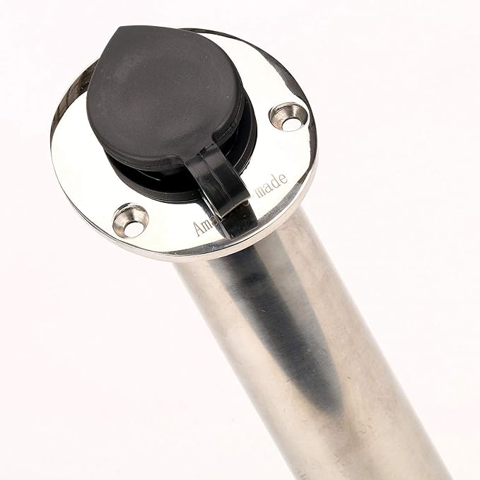 Amarine-made 30 Degree Stainless Steel Heavy Duty Flush Mount Sunshine Resistant Rod Holder Black PVC Cap Liner (2pcs)