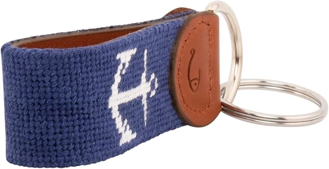 Leather Hand-Stitched Needlepoint Key Fob or Key Chain