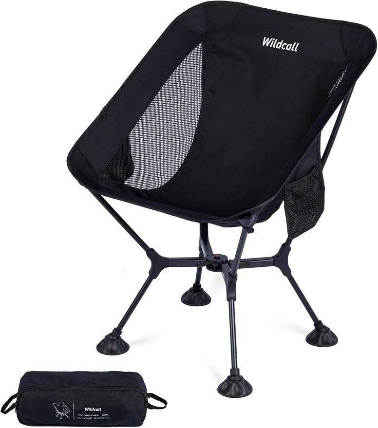 WildCall Lightweight Folding Camping Chair Quick Setup Frame Beach Chair Compact Backpacking Chair with Anti-Sink Feet