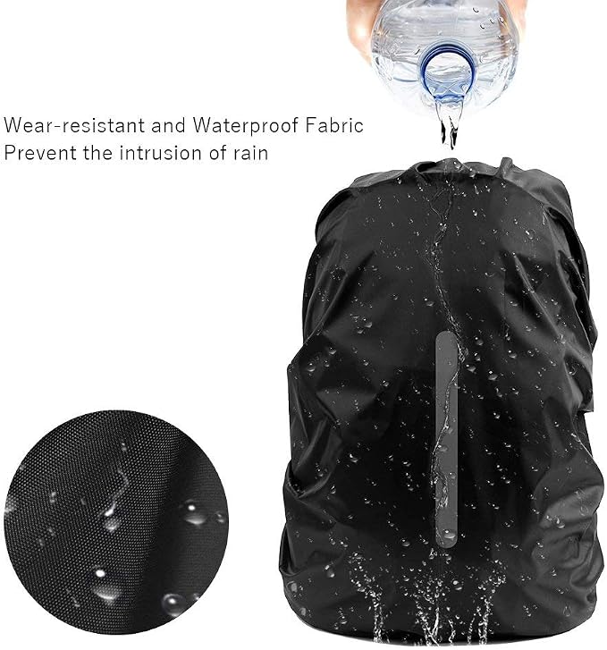 LAMA 2 Pack Waterproof Rain Cover for Backpack, Reflective Rucksack Rain Cover for Anti-Dust/Anti-Theft/Bicycling/Hiking/Camping/Traveling, M Size (for 30L-40L Backpack), 2 Pcs Black