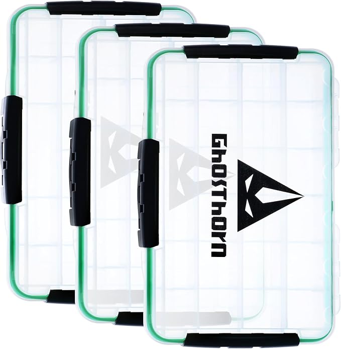 Ghosthorn Waterproof Fishing Tackle Box Organizer 3700 Lure Storage 3 Pack | Clear Tackle Organizer with Removable Dividers for Lures, Hooks and Fishing Gear Portable 3600/3700 Storage Boxes Trays