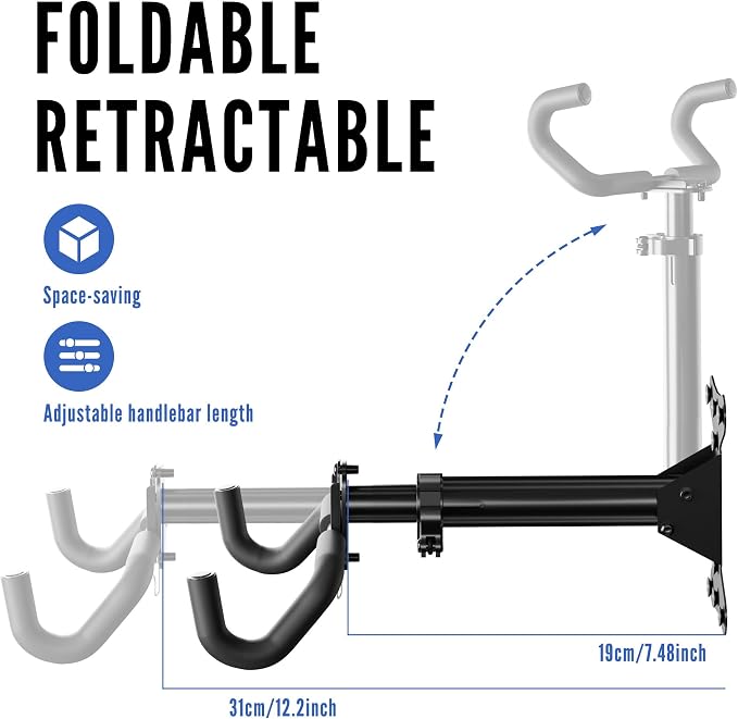Bicycle Wall Mount Bike Rack Garage Wall Mount Bike Hooks Garage Bike Storage Rack for Indoor Home Horizontal Bicycle Wall Hanger Heavy Duty Metal Bike Holder for Road Mountain Hybrid Bikes 2 Pack