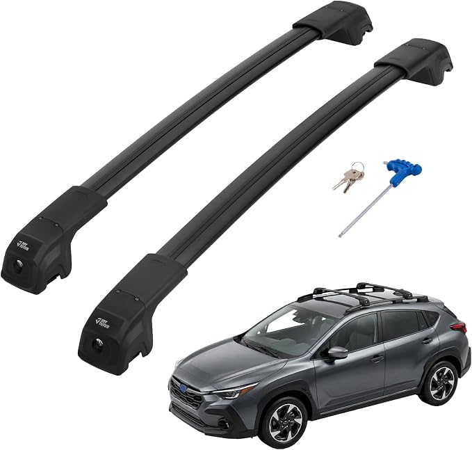 JOYTUTUS 300lbs Lockable Roof Rack Cross Bars Compatible with Subaru Crosstrek 2024-2026 with Raised Side Rails (Not for Wilderness), Heavy Duty Aluminum Anti-Theft Roof Rails Crossbars Luggage Rack