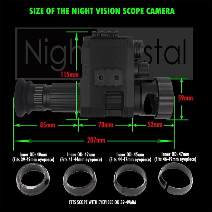 Megaorei M4A M4C 1080p HD Hunting Digital Infrared Night Vision for Scope Monocular Attachment Camcorder with Built-in 850nm Infrared IR Flashlight (with 32G MicroSD Card, Without Battery)