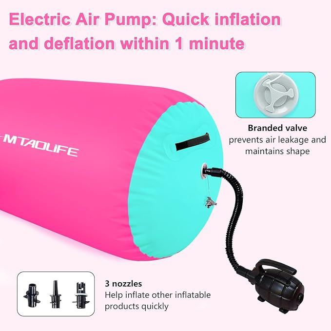Gymnastics Air Roller Air Barrel, Inflatable Tumble Roller Mat, Air Roller Gymnastics Barrel Kids Back Somersault Backbend Trainer for Yoga Training Cheerleading Home Use