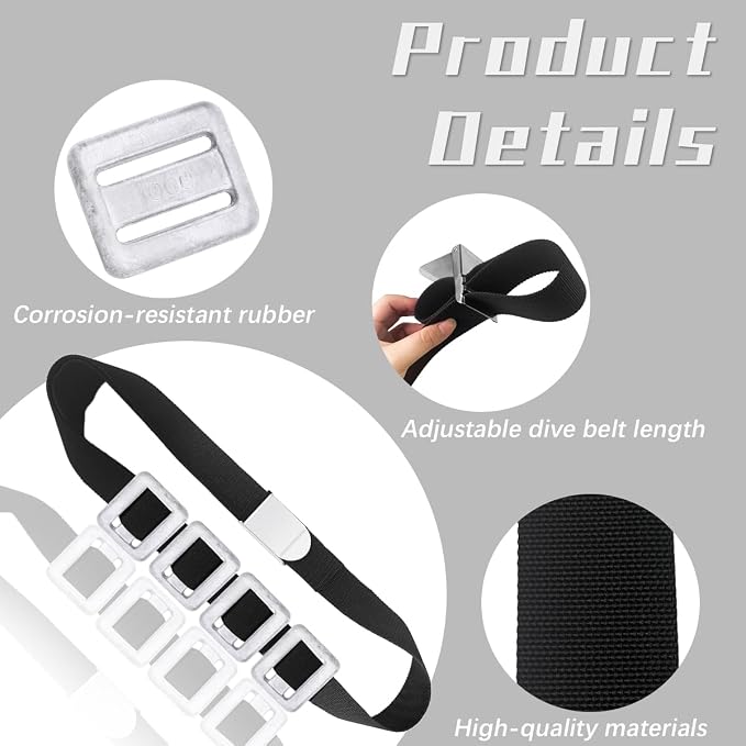 5 Pcs 2.2 lb Scuba Weight Belt Set, Diving Weight Belt with Metal Block Buckle Dive Weights Nylon Dive Belt Suitable for Free Diving