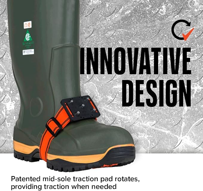K1 Mid-Sole Ice Cleats for Men & Women - Rotatable Traction Aids For Winter Snow - Hi Vis - High Profile