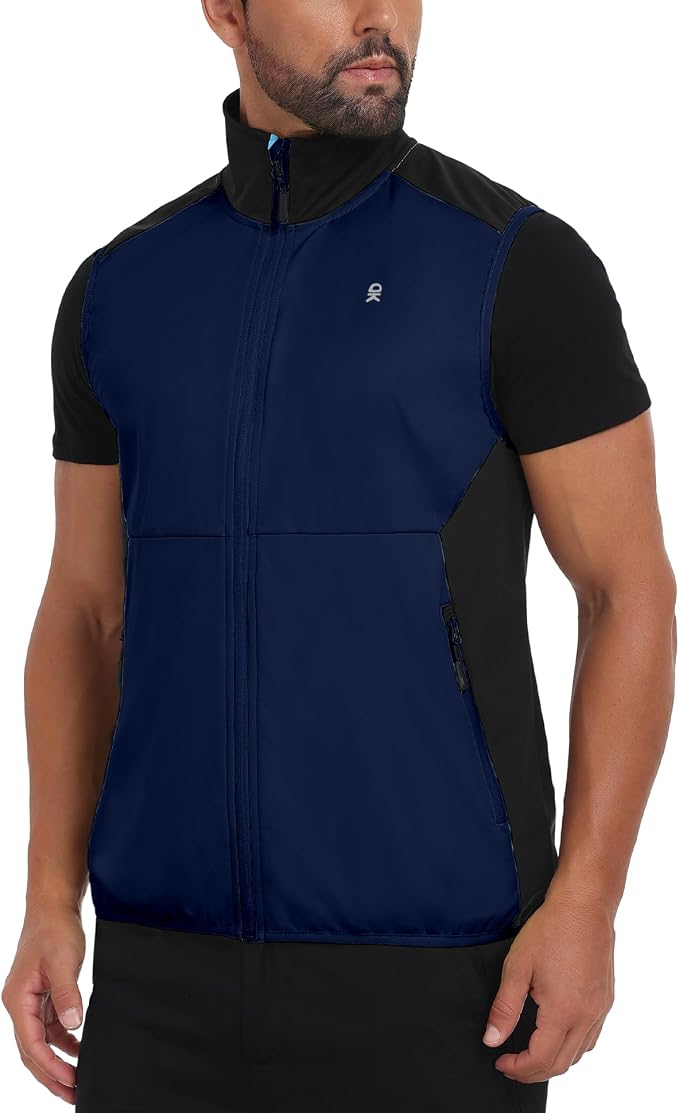 Little Donkey Andy Men's Water-resistant Outerwear Vests, Stretch Windproof Vest for Cycling, Running, Golf
