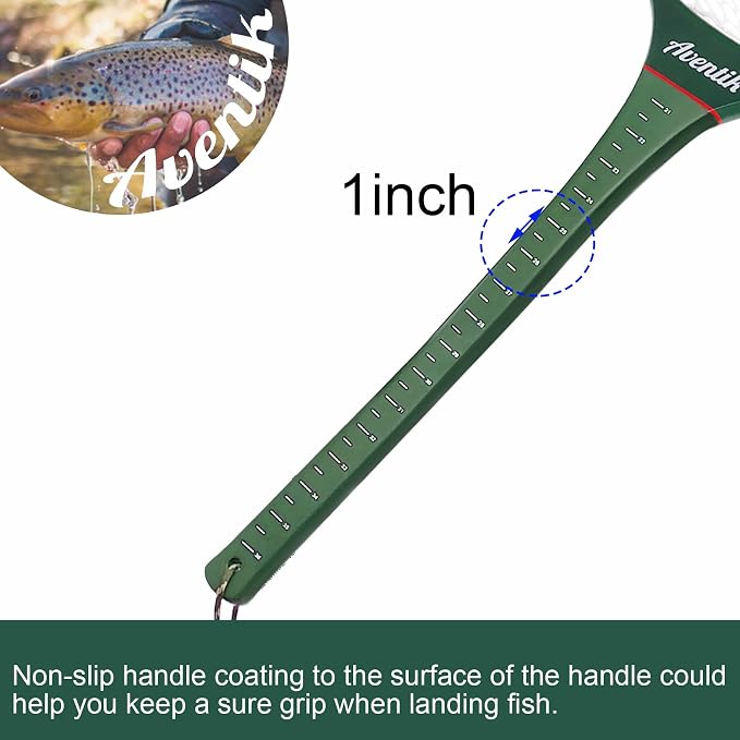 Aventik Fly Floating Fishing Net Carbon Fiber Landing Trout Net Light Weight Clear Rubber Ghost Net Catch & Release