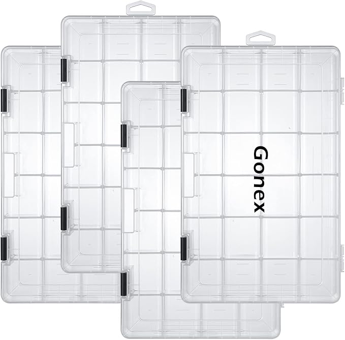 Gonex 3600 3700 Fishing Tackle Trays Lure Box with Adjustable Dividers | Clear PP Material, Adjustable Compartments, Fits Standard Tackle Box , For Fishing Lures Hooks Beads Accessories Storage