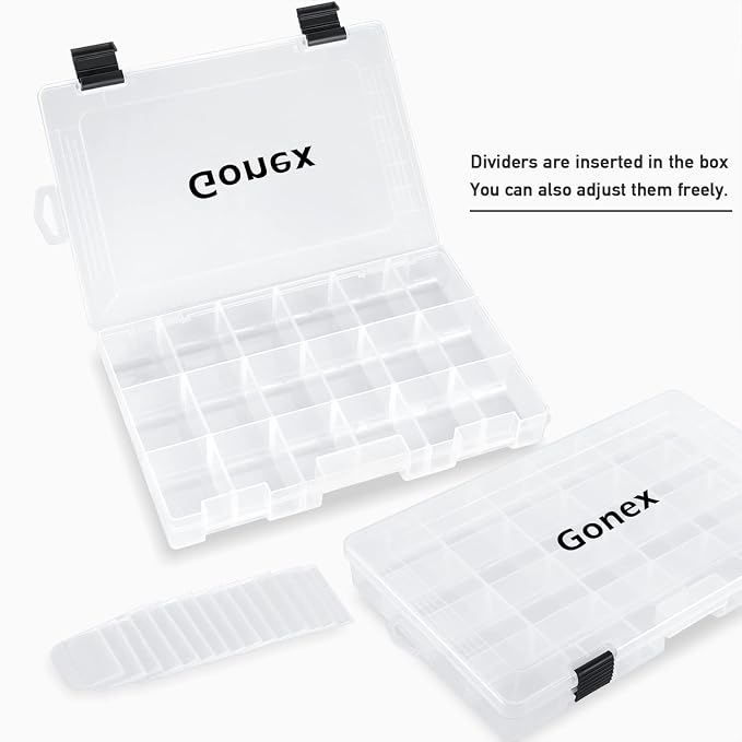 Gonex 3600 3700 Fishing Tackle Trays Lure Box with Adjustable Dividers | Clear PP Material, Adjustable Compartments, Fits Standard Tackle Box , For Fishing Lures Hooks Beads Accessories Storage