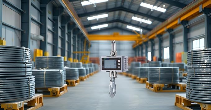 Klau 1 Ton 2000 lb Industrial Hanging Scale, Silver | 0.5 kg / 1 lb Resolution, LCD Display with Backlight, For Factory